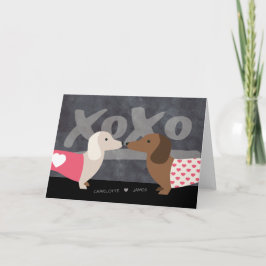 Cartão De Festividades Dia de os namorados xoxo personalizado Dachshund