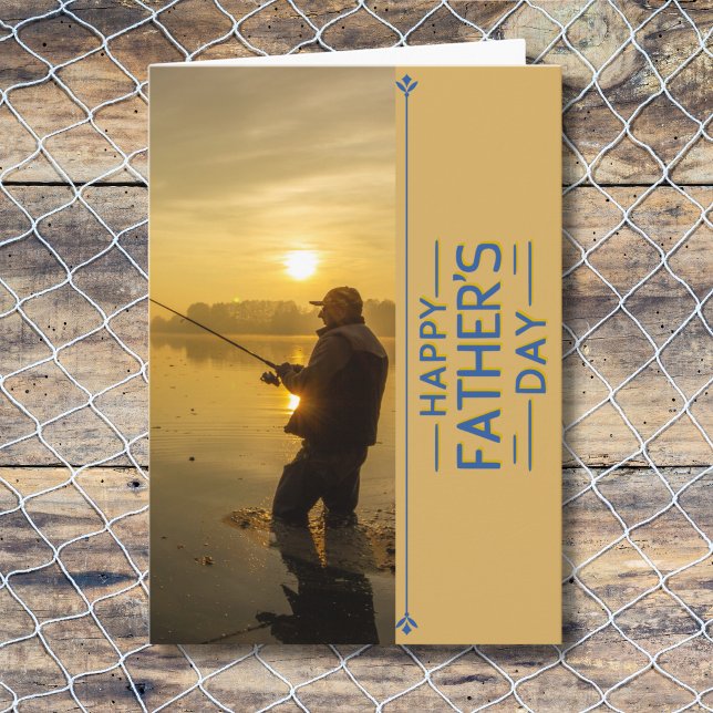 Cartão De Festividades Dia de os pais De Pesca Por Perda Do ouro (Criador carregado)