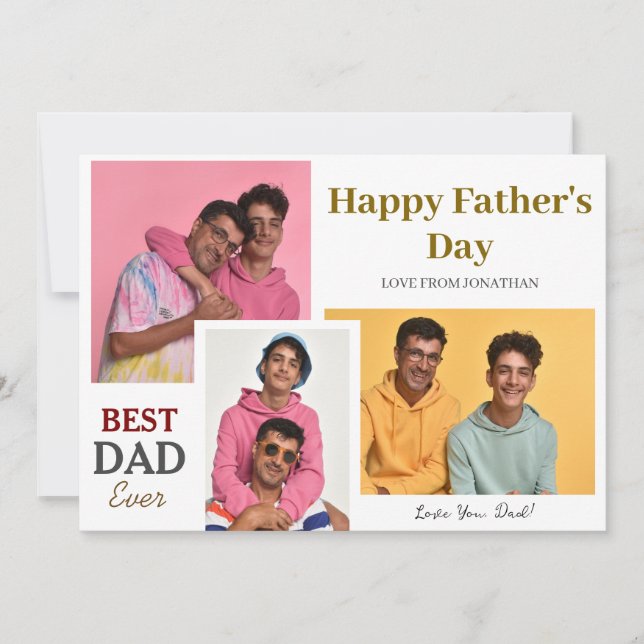 Cartão De Festividades dia de os pais feliz simples Elegante - Três foto (Frente)