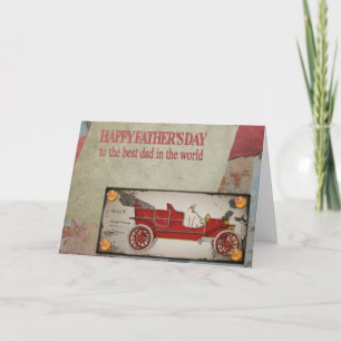 Cartão De Festividades Dia de os pais Vintage Classic Red Watercolor