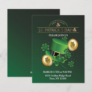Cartão De Festividades Dia de São Patrício Chapéu Leprechaun Shamrocks Ir
