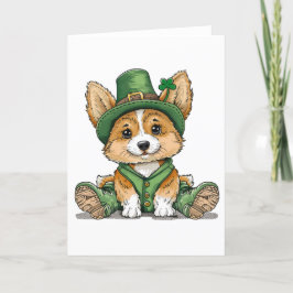 Cartão De Festividades Dia de São Patrício Corgi Cachorro