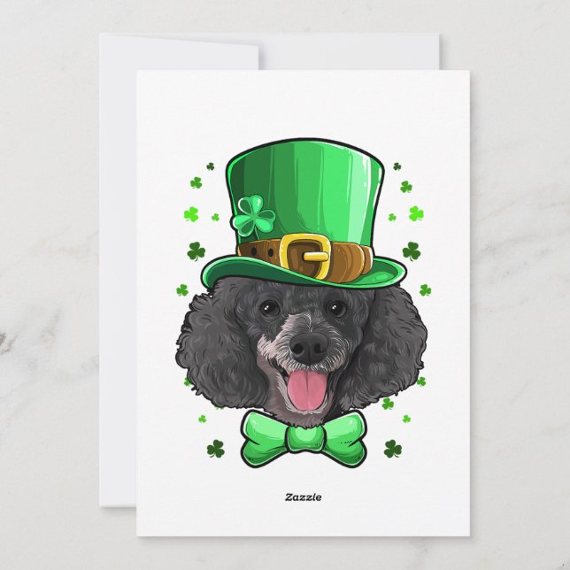 Cartão De Festividades Dia de São Patrício de Costume do Poodle Leprechau (Verso)