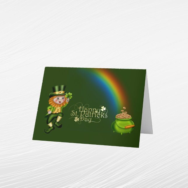 Cartão De Festividades Dia de São Patrício Verde do Leprechaun Dourado Ar (Criador carregado)