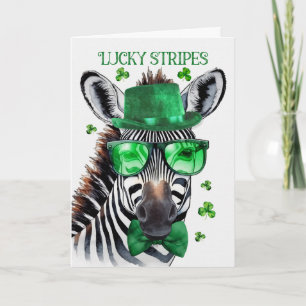 Cartão De Festividades Dia de São Patrício Zebra Listras Sortudas e Gaita