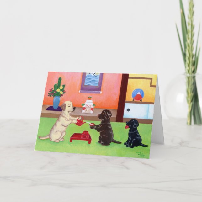 Cartão De Festividades Dia do ano novo japonês Labradores 2 (Frente)