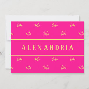 Cartão De Festividades Dia do Namorados Quente-Rosa XOXO Personalizado