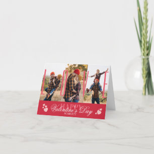 Cartão De Festividades Dia Dobrado do Namorados Vermelho com 3 Fotografia