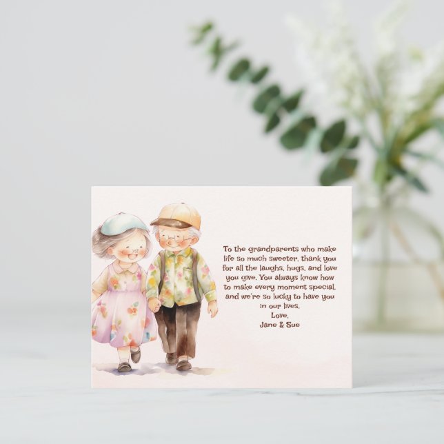 Cartão De Festividades Dia dos Avós da Floral (Em pé/Frente)