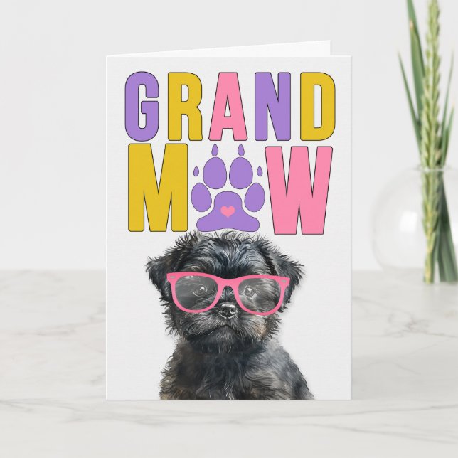 Cartão De Festividades Dia dos Avós GrandMAW Affenpinscher GrandDOG (Frente)