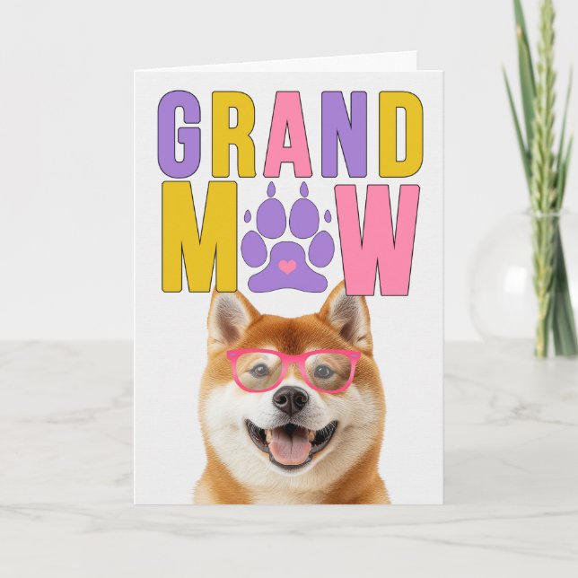 Cartão De Festividades Dia dos Avós GrandMAW Akita Dog GrandDOG (Frente)
