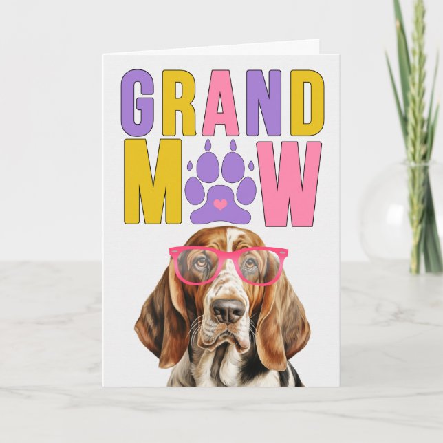 Cartão De Festividades Dia dos Avós GrandMAW Basset Hound GrandDOG (Frente)