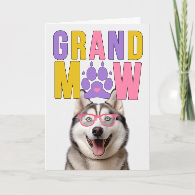 Cartão De Festividades Dia dos Avós GrandMAW Malamute GrandDOG (Frente)