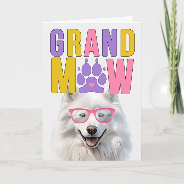 Cartão De Festividades Dia dos Avós GrandMAW Samoyed GrandDOG (Frente)