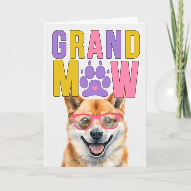 Cartão De Festividades Dia dos Avós GrandMAW Shiba Inu GrandDOG (Frente)