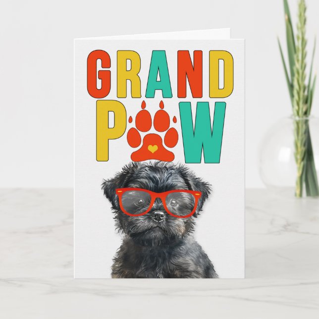 Cartão De Festividades Dia dos Avós GrandPAW Affenpinscher GrandDOG (Frente)