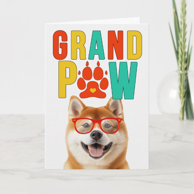 Cartão De Festividades Dia dos Avós GrandPAW Akita GrandDOG (Frente)