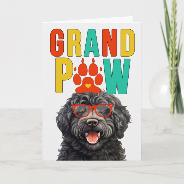 Cartão De Festividades Dia dos Avós GrandPAW Barbet GrandDOG (Frente)