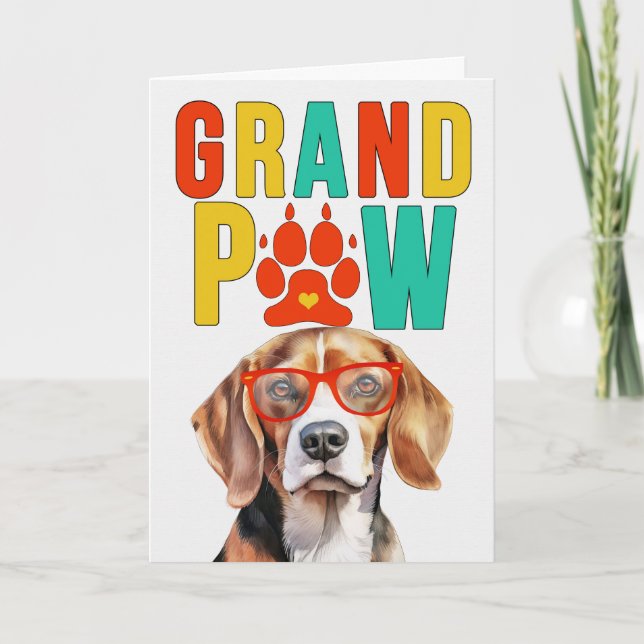Cartão De Festividades Dia dos Avós GrandPAW Beagle GrandDOG (Frente)