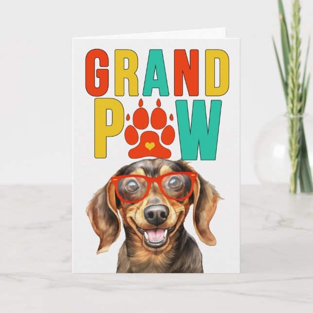 Cartão De Festividades Dia dos Avós GrandPAW Dachshund GrandDOG (Frente)