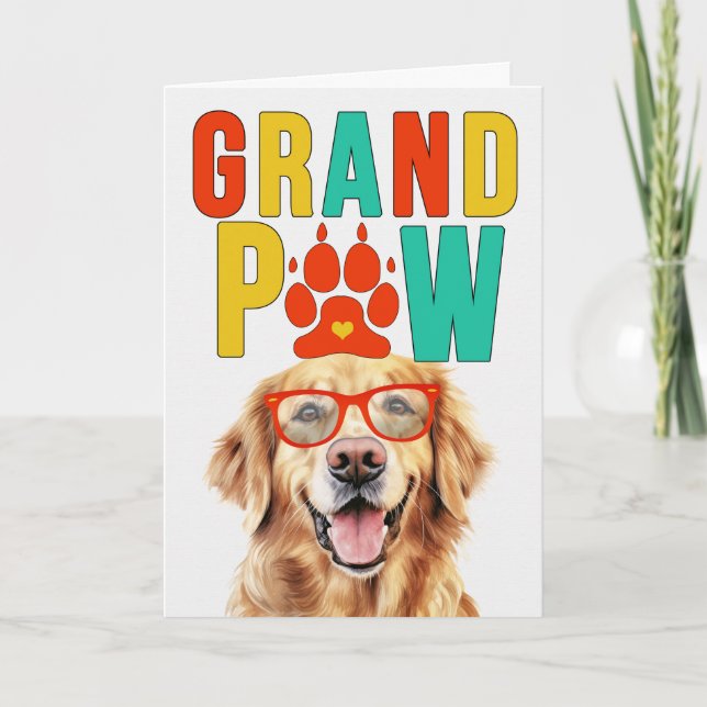 Cartão De Festividades Dia dos Avós GrandPAW Ouro Retriever GrandDOG (Frente)