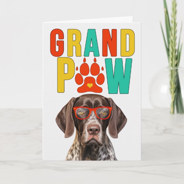 Cartão De Festividades Dia dos Avós GrandPAW Pointer GrandDOG (Frente)