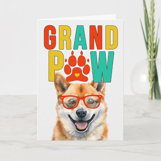 Cartão De Festividades Dia dos Avós GrandPAW Shiba Inu GrandDOG (Frente)