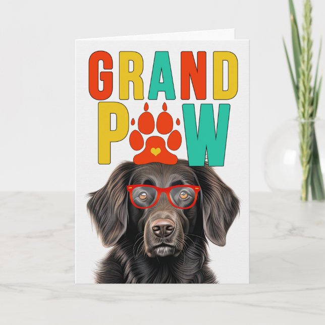 Cartão De Festividades Dia dos Avós GranPAW Flat Casaco Retriever Engraça (Frente)