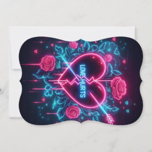 Cartão De Festividades Dia dos Namorados Amor Magoa Coração Neon