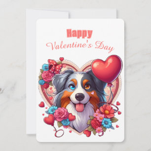 Cartão De Festividades Dia dos Namorados - Australian Shepherd 1 -