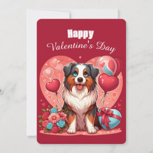 Cartão De Festividades Dia dos Namorados - Australian Shepherd 2 -