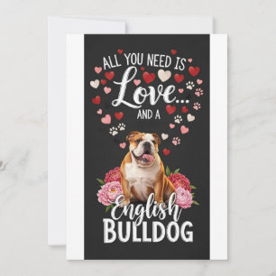 Cartão De Festividades Dia dos Namorados Bulldog inglês fofo Foto