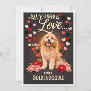 Cartão De Festividades Dia dos Namorados Cachorrinho Goldendoodle Fofinho