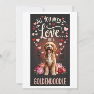 Cartão De Festividades Dia dos Namorados Cachorrinho goldendoodle Foto Ab