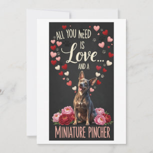 Cartão De Festividades Dia dos Namorados Cachorrinho pincher miniatura Fo