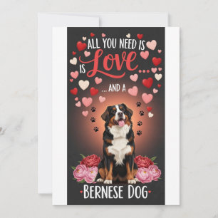 Cartão De Festividades Dia dos Namorados Cachorro berneês fofo Foto abraç
