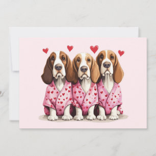 Cartão De Festividades Dia dos Namorados Cães Basset Hound