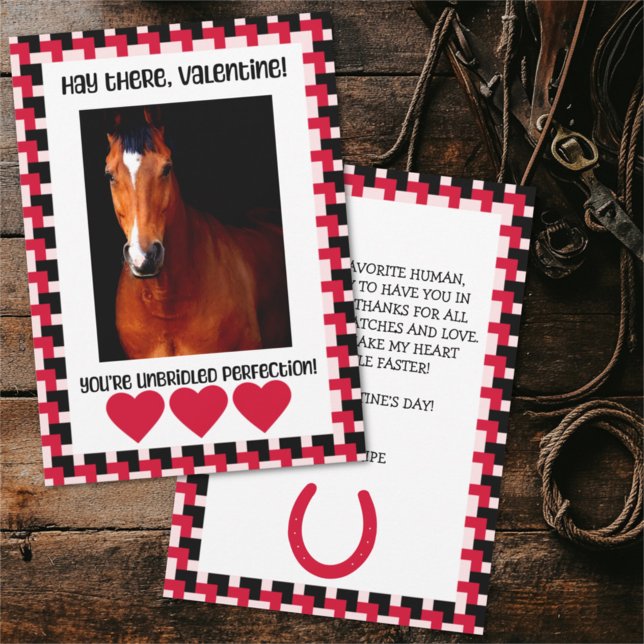 Cartão De Festividades Dia dos Namorados com Foto Personalizada do Cavalo (Criador carregado)