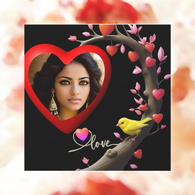 Cartão De Festividades Dia dos Namorados com passarinho Canário (Criador carregado)