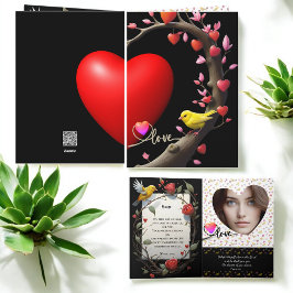 Cartão De Festividades Dia dos Namorados com passarinho Canário