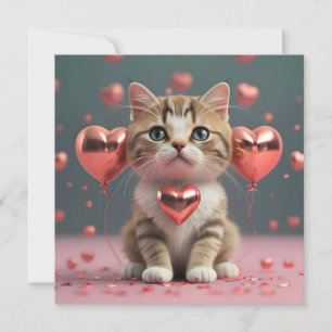 Cartão De Festividades Dia dos Namorados com um gatinho fofo