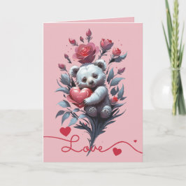 Cartão De Festividades Dia dos Namorados com Urso Teddy Rico