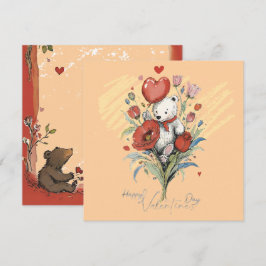 Cartão De Festividades Dia dos Namorados com Urso Teddy Rico