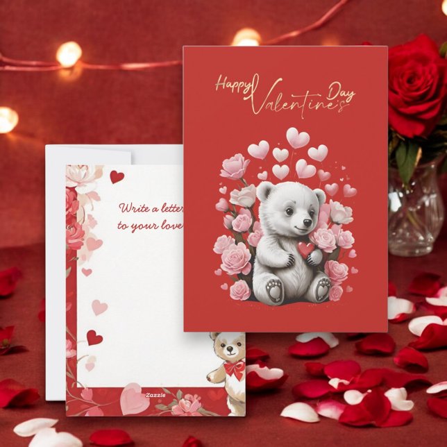 Cartão De Festividades Dia dos Namorados com Urso Teddy Rico (Criador carregado)