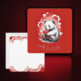 Cartão De Festividades Dia dos Namorados com Urso Teddy Rico