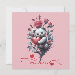 Cartão De Festividades Dia dos Namorados com Urso Teddy Rico