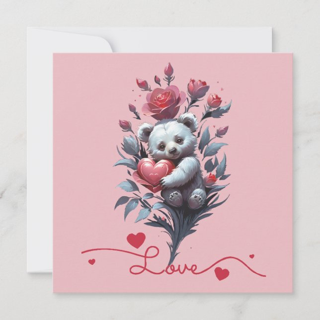 Cartão De Festividades Dia dos Namorados com Urso Teddy Rico (Frente)
