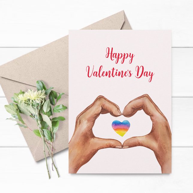 Cartão De Festividades Dia dos Namorados Coração com as Mãos (Criador carregado)