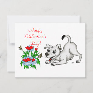 Cartão De Festividades Dia dos Namorados, Coração, Flor, Cachorrinho & Bo