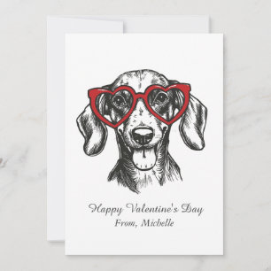 Cartão De Festividades Dia dos Namorados Dachshund Corações Vermelhos Per